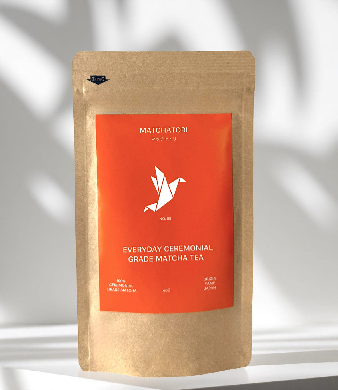 Matchatori No 5 Everyday Ceremonial Grade Matcha 40g packaging showcasing the unique design and vibrant colors.