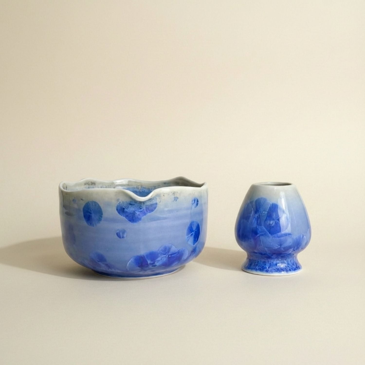 Haru Matchaskål & Visphållare Blå