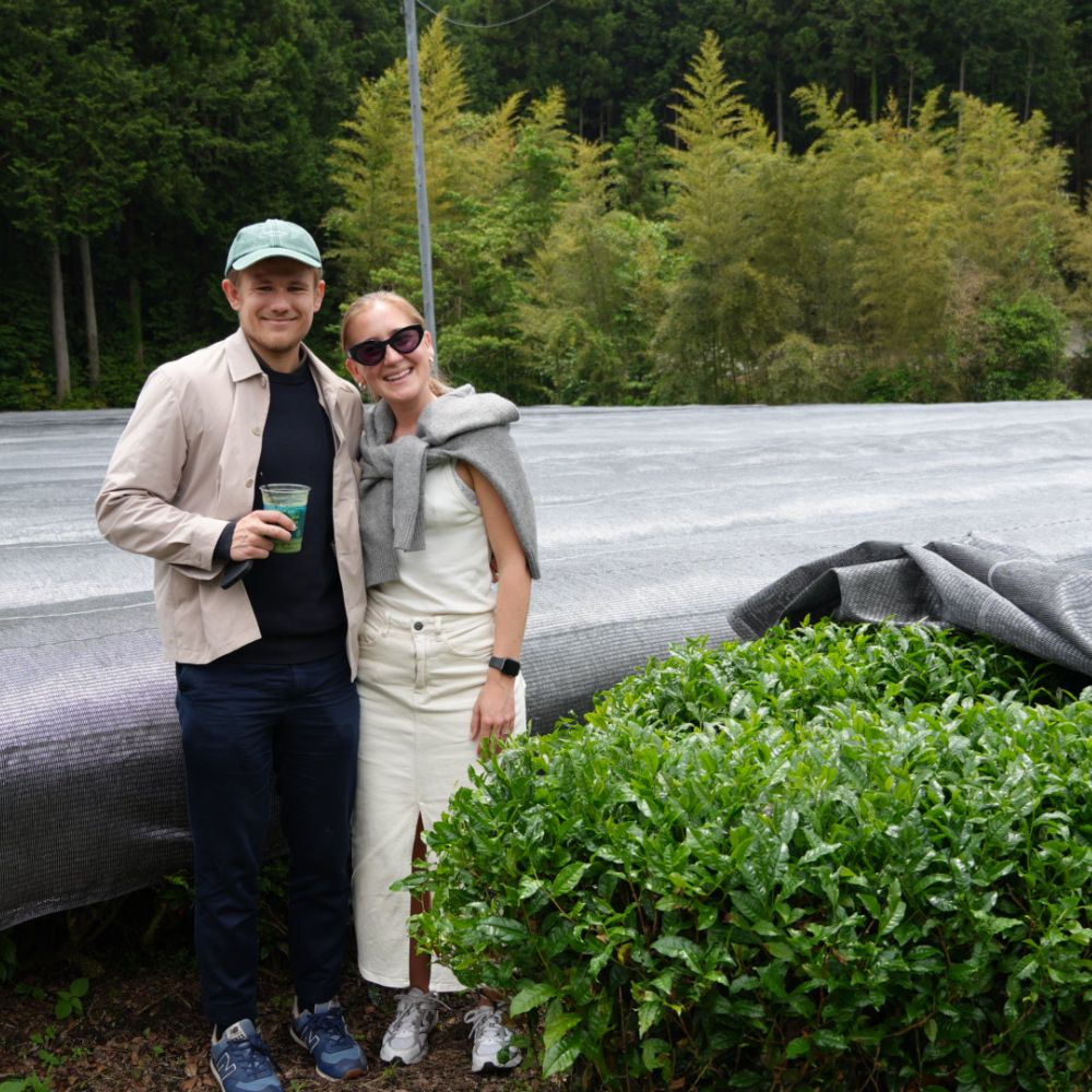 Anton & Sasha - the founders of Matchatori at the tea fields in Japan