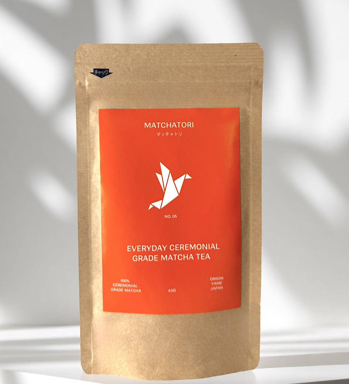 Matchatori No 5 Everyday Ceremonial Grade Matcha 40g packaging showcasing the unique design and vibrant colors.